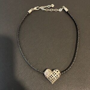 Brighton Woven Heart Necklace with Black Cord